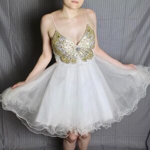 Forever Unique Embellished Butterfly Lace Up Mini Dress Sz UK 10/US 6 Prom HOCO